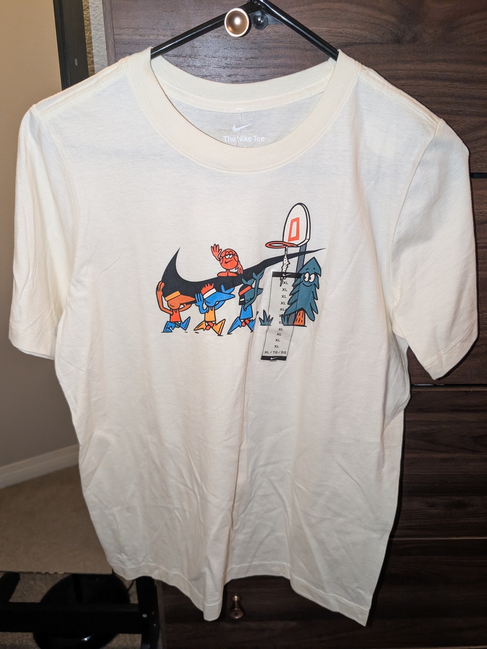 Nike White Short Sleeve Tee with Colorful Basketball Graphic